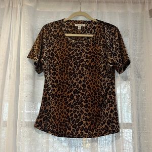 Coldwater creek, leopard print ladies shirt medium size